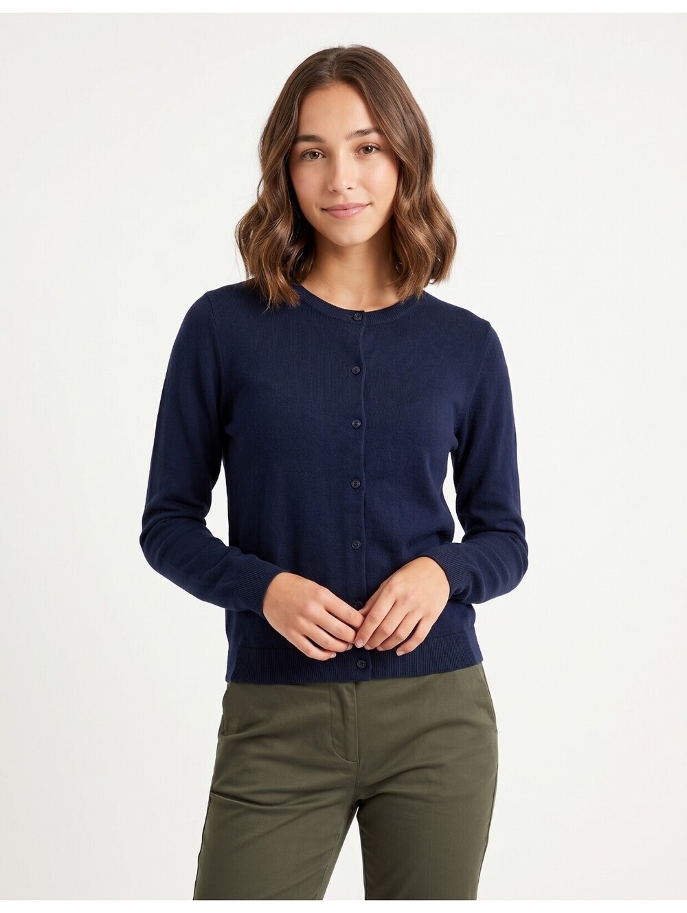 NWT Charter Club Luxury 100% Cashmere Navy Blue Crewneck Cardigan Sweater Small